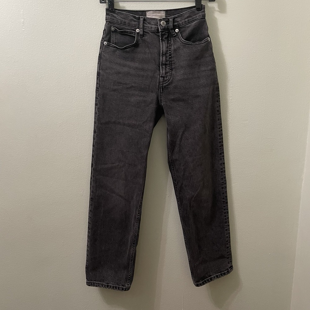Everlane The Way High Jean Black Organic Cotton Straight Leg Jeans Women's 24
